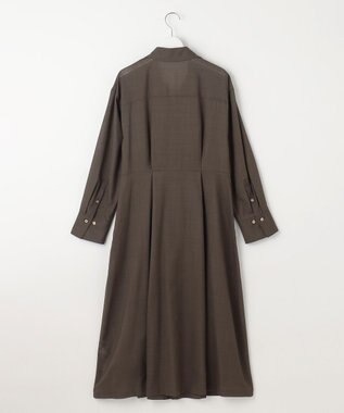 自由区 【洗える】トロピカルストレッチシャツ ドレス カーキブラウン