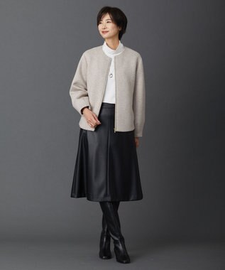 J.PRESS LADIES 【洗える】シンセティックマットleather スカート ブラック系