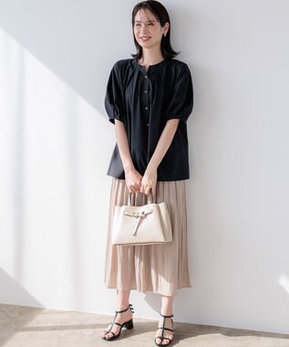 組曲 ギャザーライトデシン パンツ ベージュ系