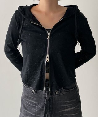 WEGO カーブヘムダブルZIPパーカー ブラック