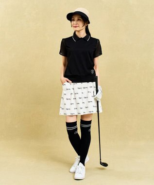 23区GOLF 【辻梨恵プロ着用】メッシュスリーブストレッチポロ ブラック系