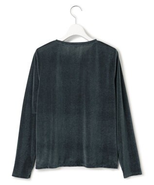 23区 【洗える】シアーベロア ロングスリーブ Tシャツ ダークグリーン系