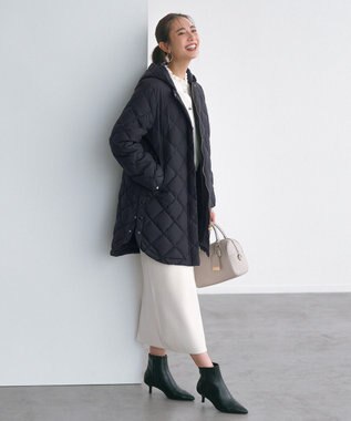 UNFILO 【自宅で洗濯OK / 軽量で暖かい】TAIONコラボ 2WAY キルティングダウン ネイビー