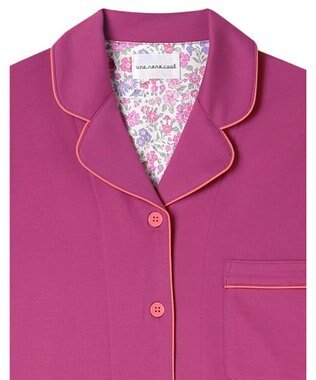 une nana cool 【綿100%】60/2 やわらか天竺 半袖開襟パジャマ MADE WITH LIBERTY FABRIC マジェンタ