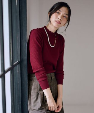 ANY L 【6色展開】フリルネックニット バーガンディ