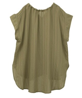 Green Parks ドロストネックフレンチスリーブブラウス Khaki
