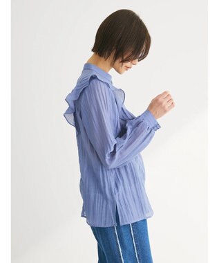 Green Parks フリルブラウス Blue
