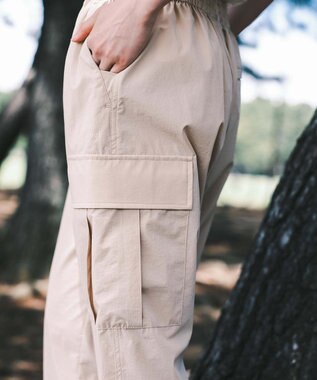 SHARE PARK LADIES 【撥水・UVカット・ストレッチ・軽量 】ナイロンカーゴパンツ（Mサイズ） ベージュ系