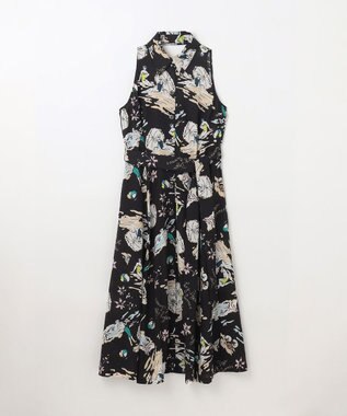 GRACE CONTINENTAL バックコンシャスプリントワンピース ブラック