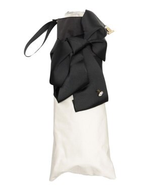 MOONBAT 【ランバン オン ブルー（LANVIN en Bleu）】晴雨兼用日傘 　折りたたみ傘　ビジューリボン ベージュ