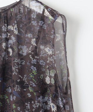 自由区 L 【カタログ掲載・洗える】ボタニカルフラワープリント ワンピース セピア系