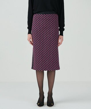 GRACE CONTINENTAL ラメジャガードラインスカート ピンク