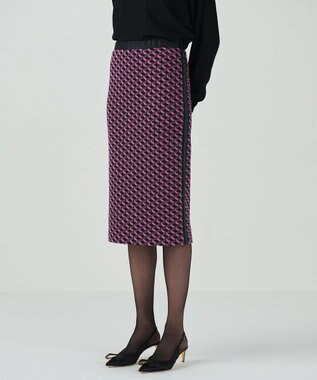 GRACE CONTINENTAL ラメジャガードラインスカート ピンク