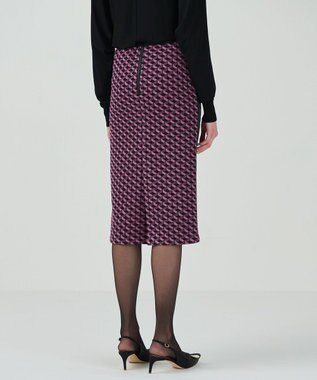 GRACE CONTINENTAL ラメジャガードラインスカート ピンク