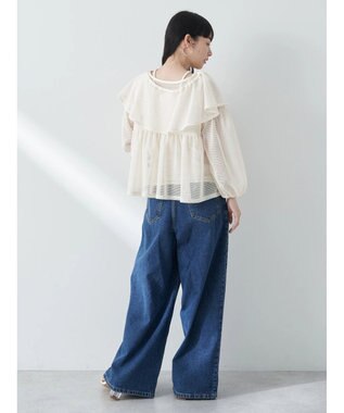 earth music&ecology マルチｗａｙカラーメッシュブラウス Ivory