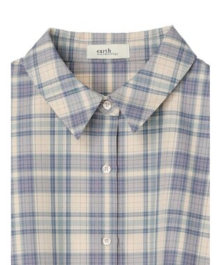 earth music&ecology ＣＨＥＣＫショートシャツジャケット Check Blue