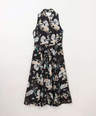 GRACE CONTINENTAL バックコンシャスプリントワンピース ブラック