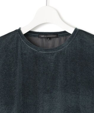 23区 【洗える】シアーベロア ロングスリーブ Tシャツ ダークグリーン系