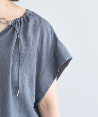 Green Parks ドロストネックフレンチスリーブブラウス Charcoal Gray