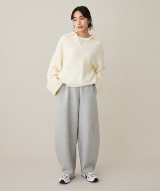 CRAFT STANDARD BOUTIQUE ロールアップ袖ショート丈ニットプルオーバー Ivory