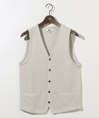 JOSEPH ABBOUD 【和紙使用エコ素材/日本素材/軽量/通気性/速乾性】和紙ムリネ ニット ベスト ライトグレー系