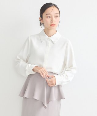 earth music&ecology 襟ビジューブラウス Off White