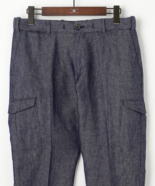 JOSEPH ABBOUD 【ウエストも伸びる！/JAPANファブリック/イージーパンツ/清涼/セットアップ】リネンデニム パンツ ネイビー系
