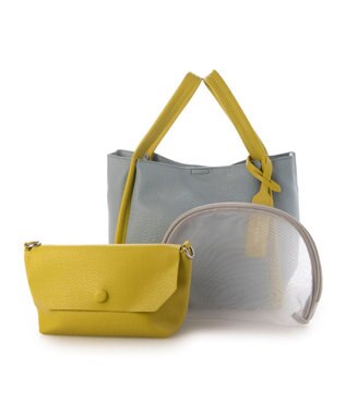 UNBILLION カシュカシュ cachecache / ミニショルダー付きソフトレザー調ミニトートバッグ ブルーミックス