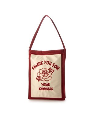 UNBILLION カシュカシュ cachecache / チェーンステッチ刺繍トートバッグ レッド