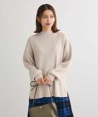 Green Parks 洗えるボトルネックリブニットプルオーバー Light Gray