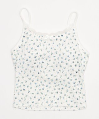 WEGO 【カップ付きインナー】花柄レースカップインキャミ ブルー