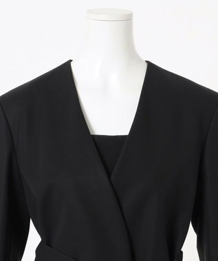 23区 L 【エステータ】コットンダブルクロス ノーカラージャケット ブラック系