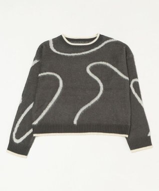 WEGO 【25年秋冬新作】ニュアンスライン配色プルオーバー ブラック中濃色