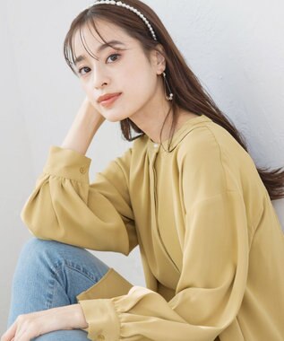 Tiaclasse L 【洗える】とろみシャツチュニック ライム