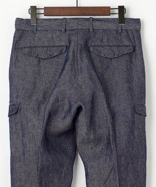 JOSEPH ABBOUD 【ウエストも伸びる！/JAPANファブリック/イージーパンツ/清涼/セットアップ】リネンデニム パンツ ネイビー系