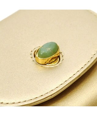 UNBILLION ペルケ perche ジェムストーンヒネリかぶせ長財布 ゴールド