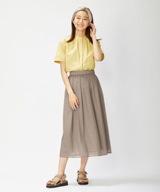 J.PRESS LADIES 【洗える】ブライトスパンボイルAタック スカート ブラウン系