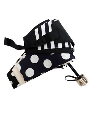 +RING プラスリング レディース向け 晴雨兼用 折傘 BLK/DOT T1335 黒