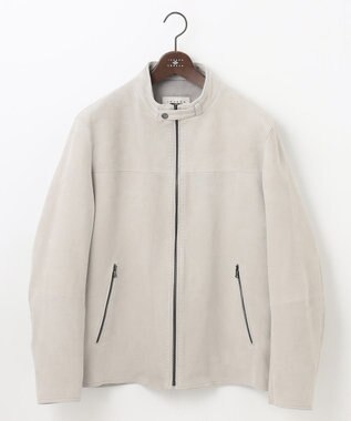 JOSEPH ABBOUD 【キングサイズ・スプリングレザー/スウェード】ゴートスウェード シングル ライダース アイボリー系