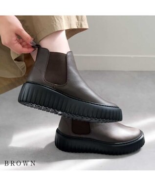 Pointer 日本製 本革厚底サイドゴアブーツ ブラウン