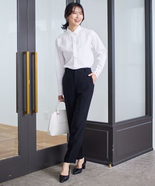 23区 【セットアップ対応】トリアセダブルジョーゼット パンツ ブラック系