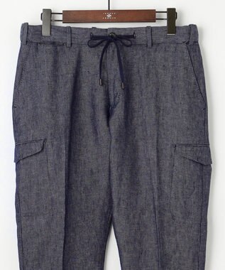 JOSEPH ABBOUD 【ウエストも伸びる！/JAPANファブリック/イージーパンツ/清涼/セットアップ】リネンデニム パンツ ネイビー系