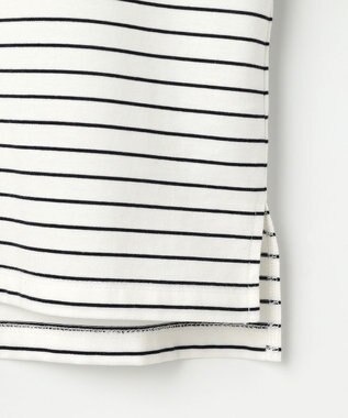 J.PRESS LADIES S スムースジャージー ボーダー カットソー オフ×ネイビー系