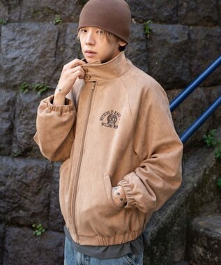 WEGO 【ユニセックス着用ITEM/MLサイズ展開】フェイクスウェードロゴスウィングトップ ベージュ