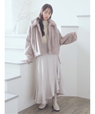 earth music&ecology ラッフルフリルイレヘムスカート Beige