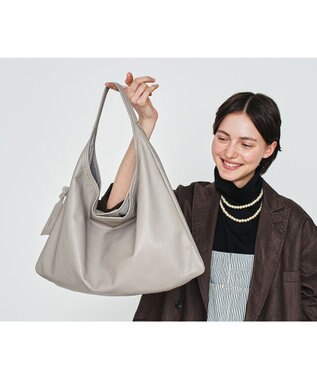 genten フェザートートバッグ　ワンショルダーバッグ ライトグレー