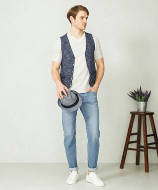 JOSEPH ABBOUD 【吸水速乾】リネンハニカムTシャツ アイボリー系