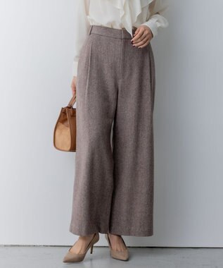 組曲 S ネコアシツィード ワイドパンツ ダークブラウン系