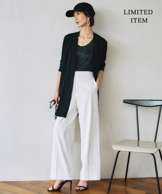 ICB L 【WEB限定・接触冷感・洗える】PINION ロングカーディガン ブラック系