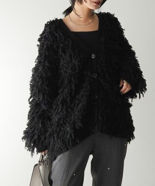 Green Parks フリンジニットカーディガン Black